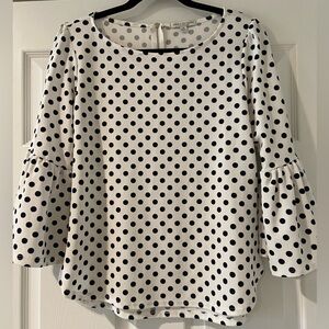 Green Envelope Los Angeles Women's White Black Polka Dot Blouse Size M